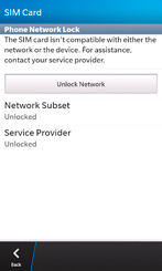 Скриншот разлочки BlackBerry Z10