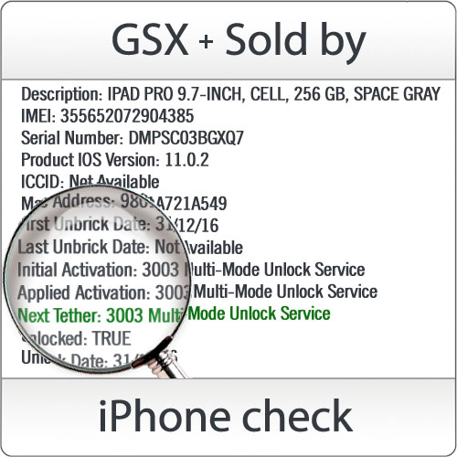 Проверка iPhone, iPad по IMEI [GSX + ICCID + WiFi-MAC + Sold by + Case History]